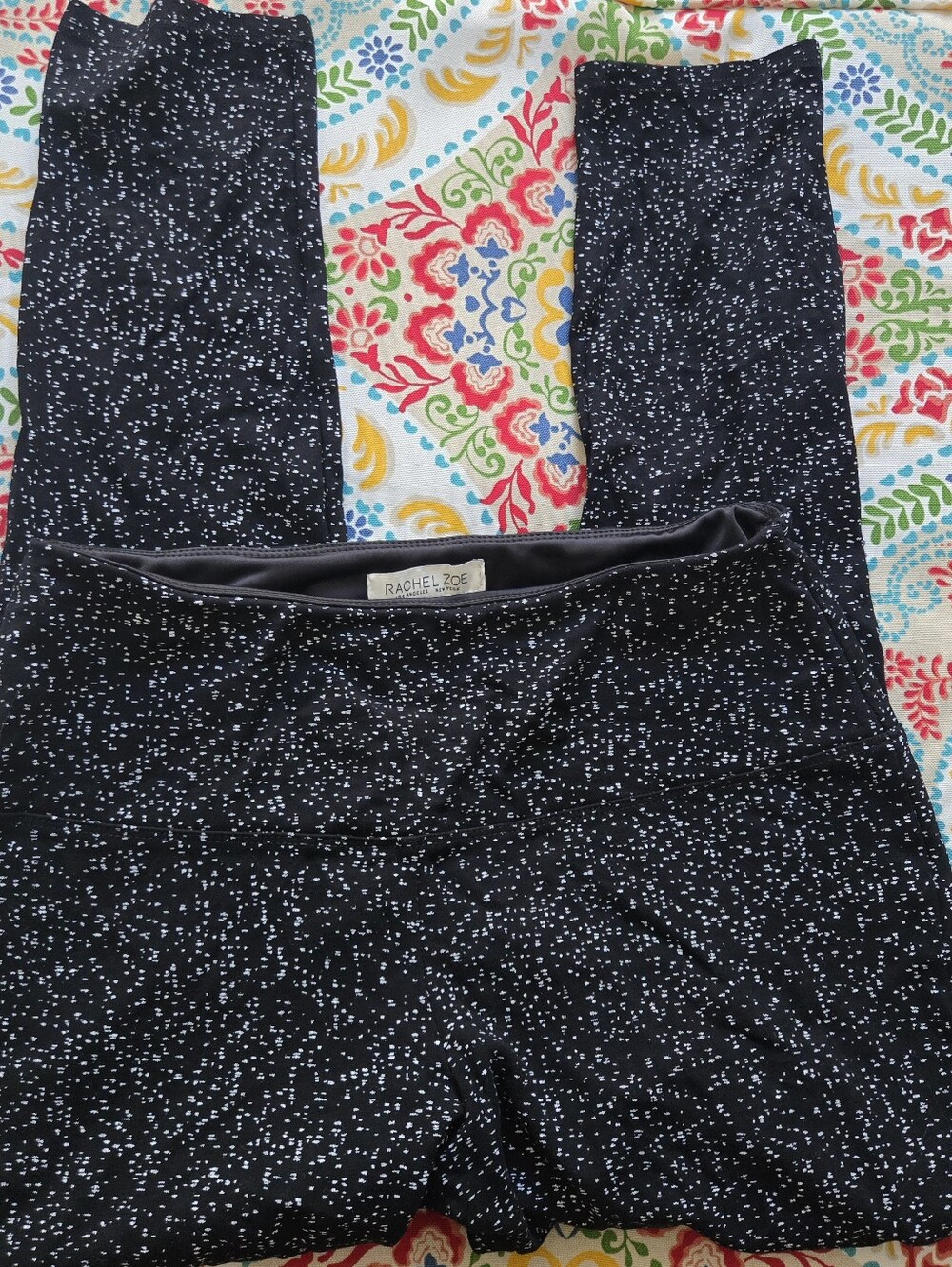 2 Pair Of Leggings One Is Rachel Zoe Black with White Dot Print Leggings